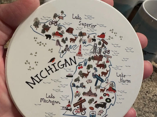 Michigan Icons Sandstone Coaster