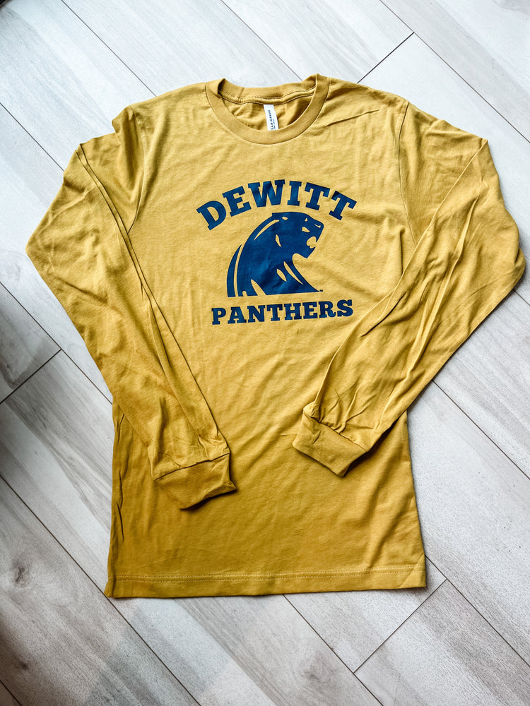 Up North Co. Dewitt Panthers Long Sleeve Tshirt~ Mustard 2XL