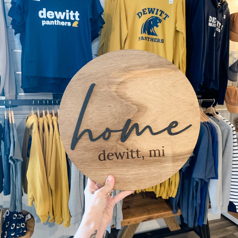 DeWitt Home 3D Round Wood Sign