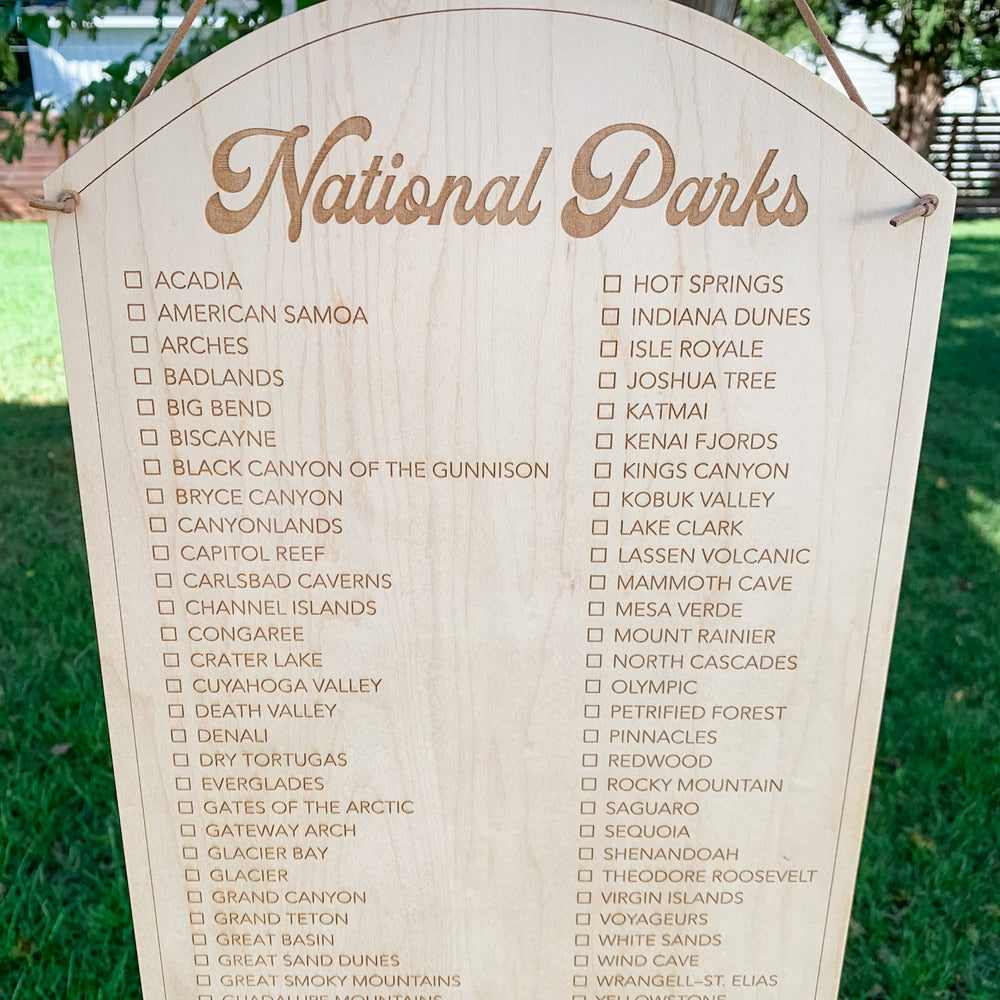 National Parks Check List Hanging Sign