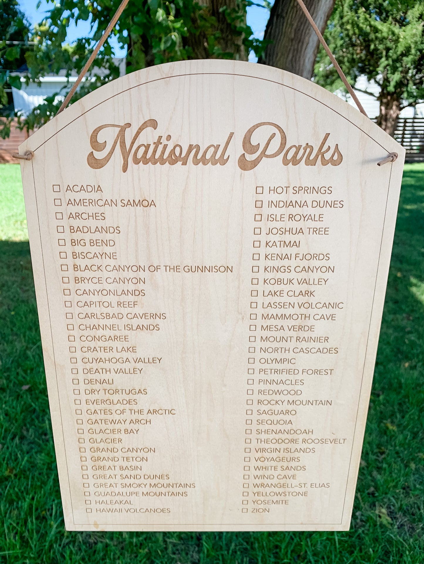 National Parks Check List Hanging Sign