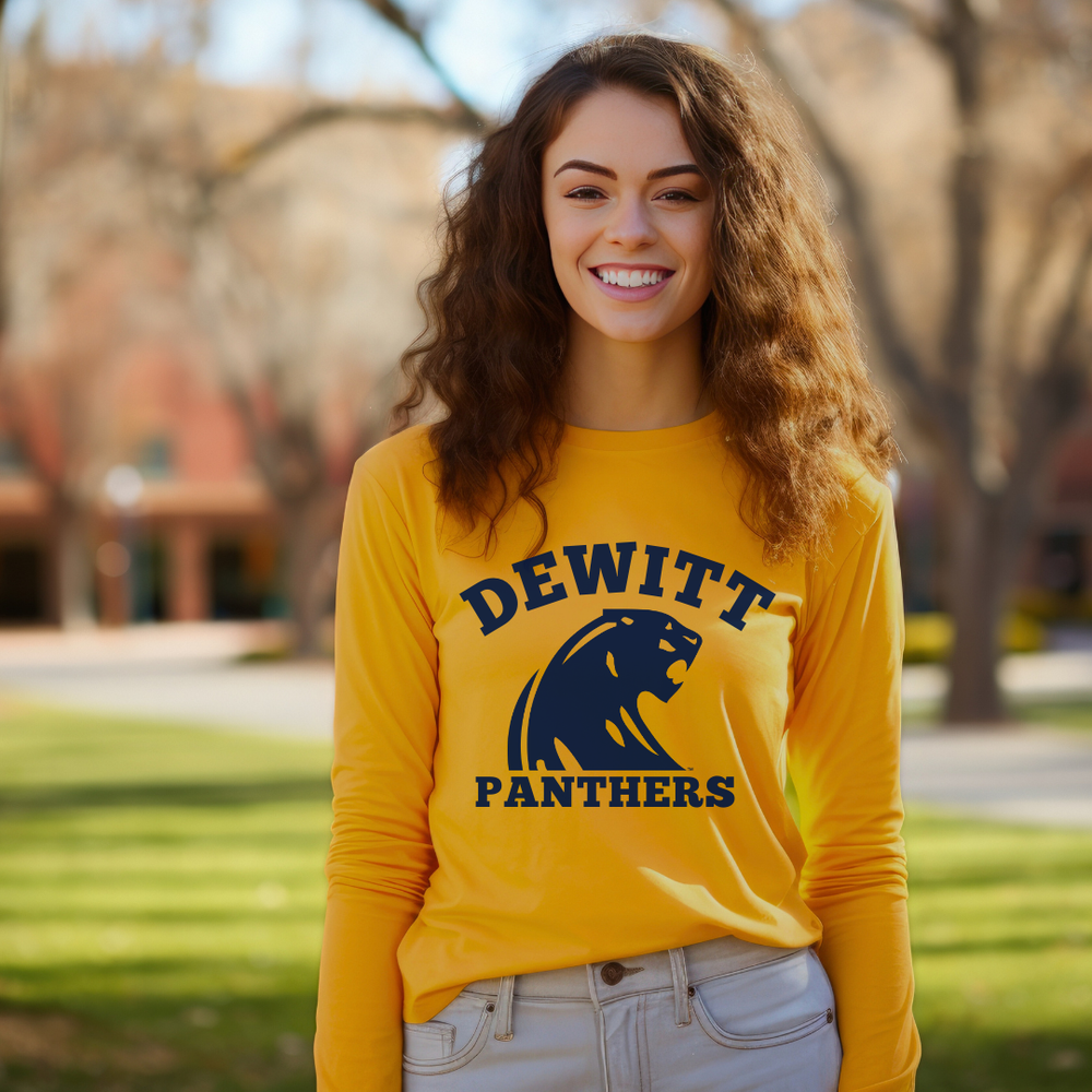 DeWitt Panthers Long Sleeve Tshirt~ Mustard