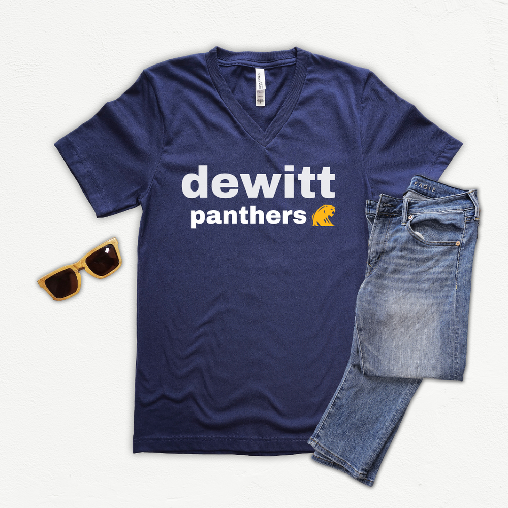 DeWitt Panthers Women's Relaxed Tee~ Navy