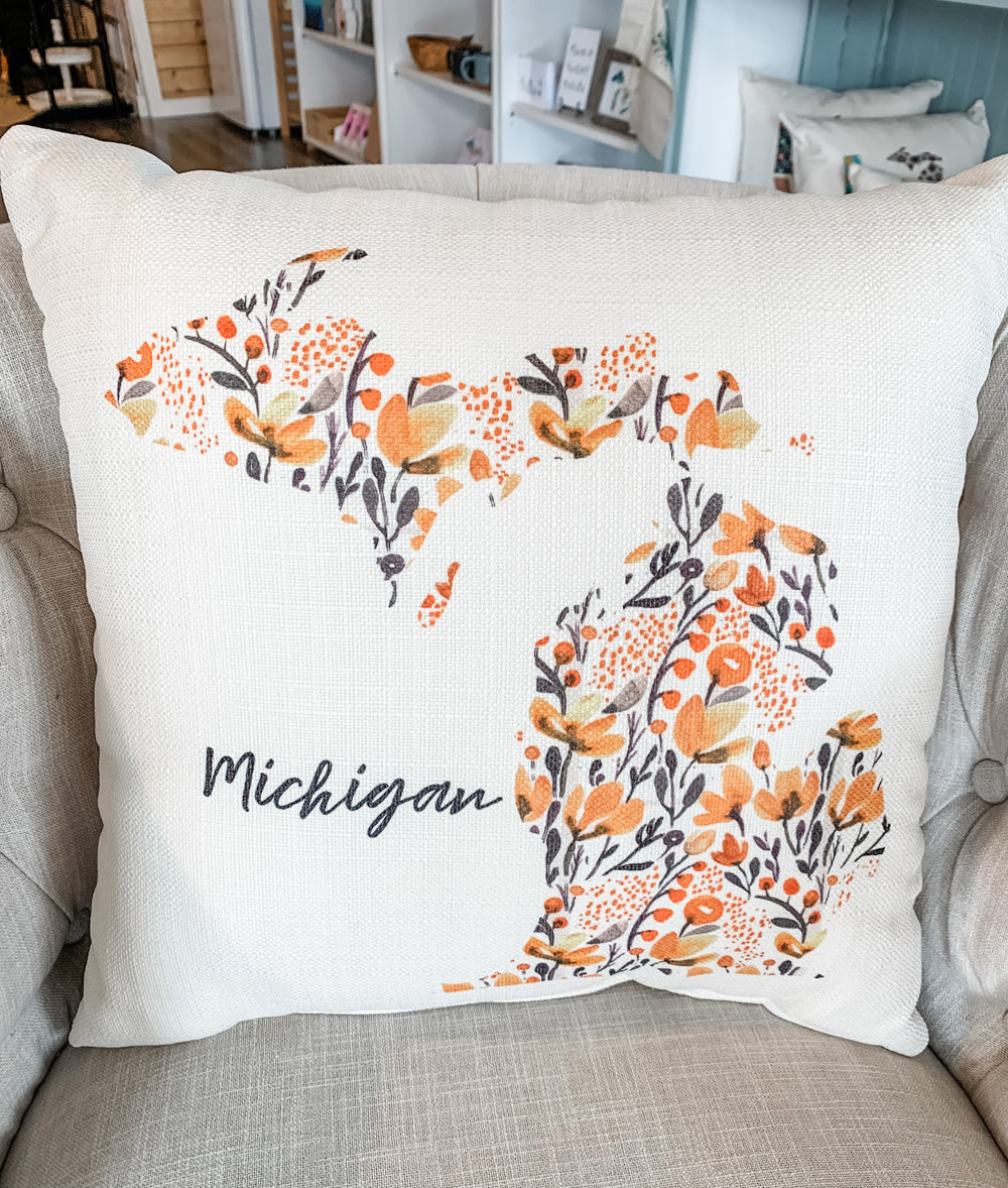 Michigan Mustard Floral Pillow