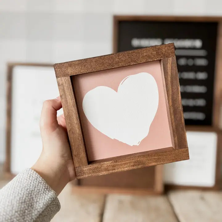 White Heart Framed Sign