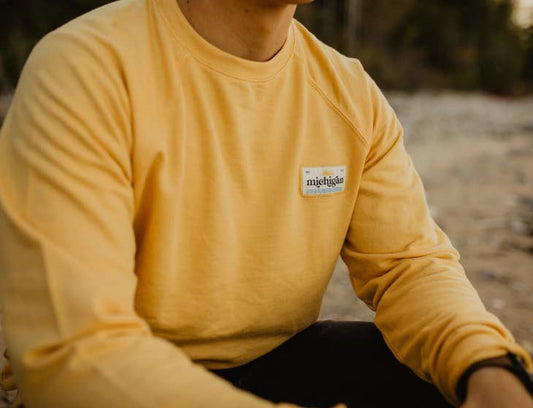 Michigan Patch Lightweight Crewneck - Yellow