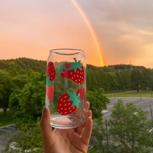 Strawberry Can Glass Cup