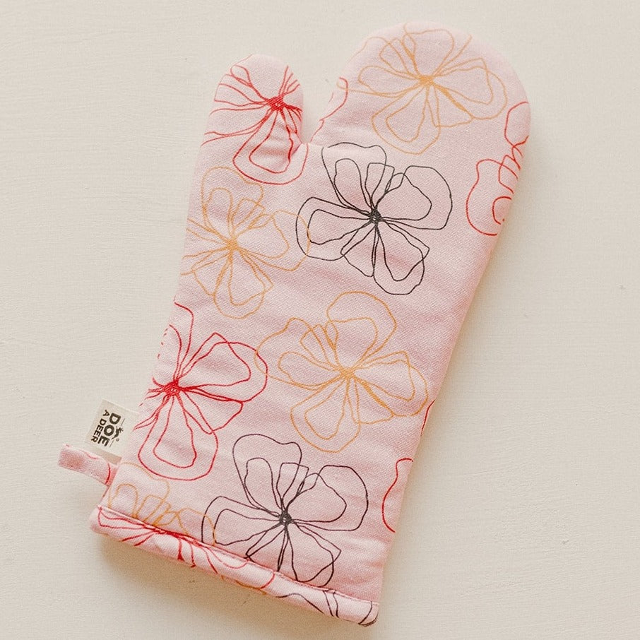 Line Floral Oven Mitt