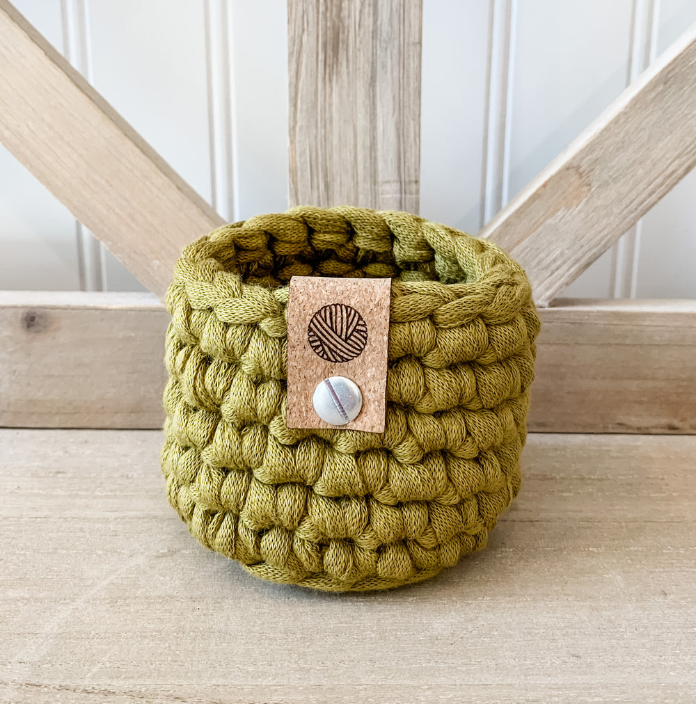 Olive Mini Boho Crochet Basket