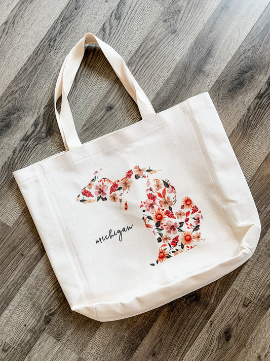 Michigan Floral Tote Bag