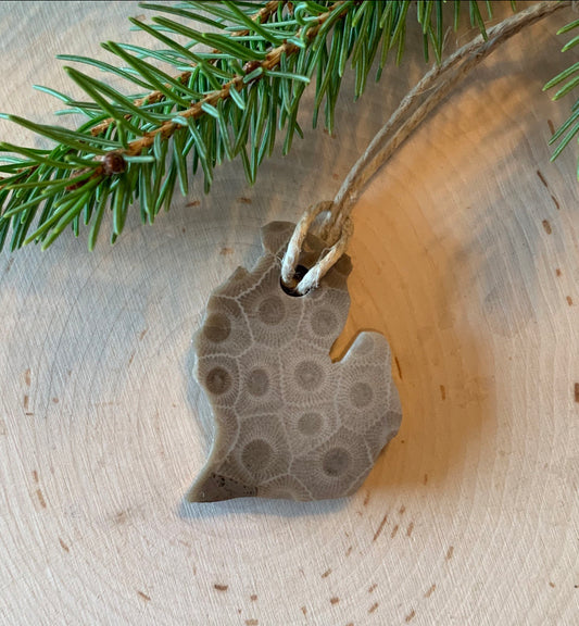 Petoskey Stone Michigan Shaped Ornament